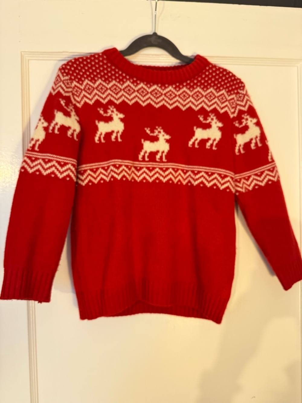 H&M Red Knit Holiday Sweater with White  Reindeer